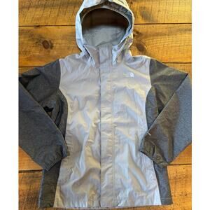 The North Face Girls Gray Full‎ Zip Windbreaker DryVent Hooded Jacket 14/16